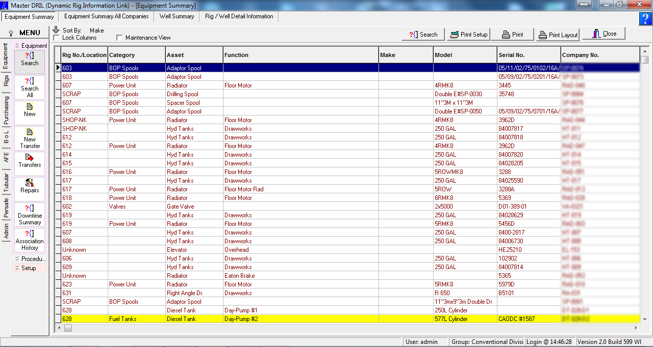 Classic Interface - Equipment Summary